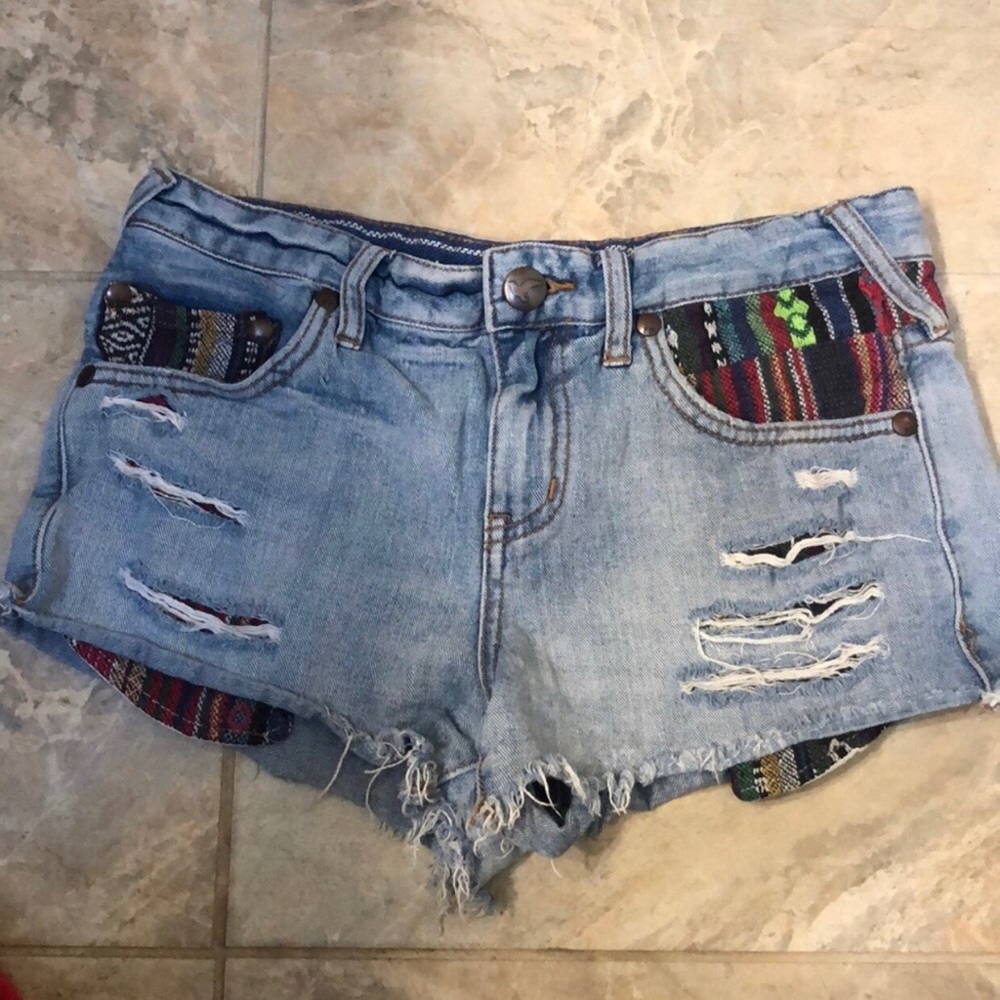 Free People pattern Jean shorts